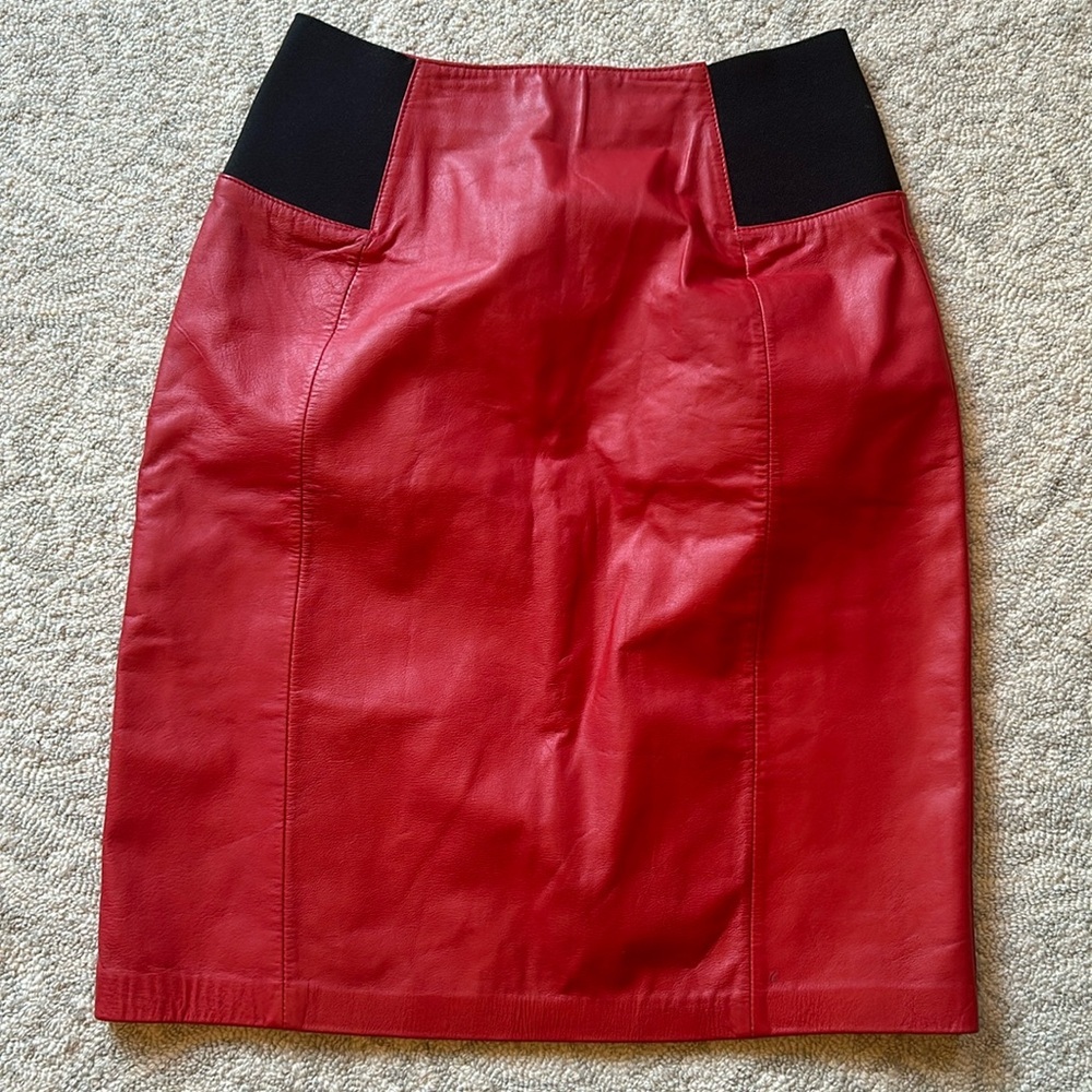 Vintage Bagatelle Red Leather Skirt Size 12